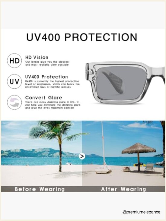 Trendy Chunky Rectangle Square Frame Sunglasses UV400 Protection main image 7